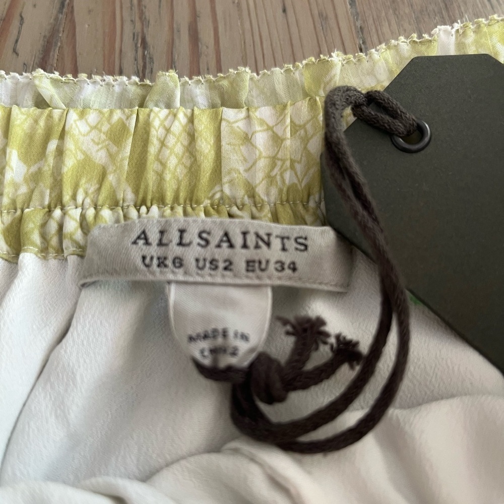 ALLSAINTS Clara Noche Pleated Midi Skirt in Lime Green - Picture 10 of 15